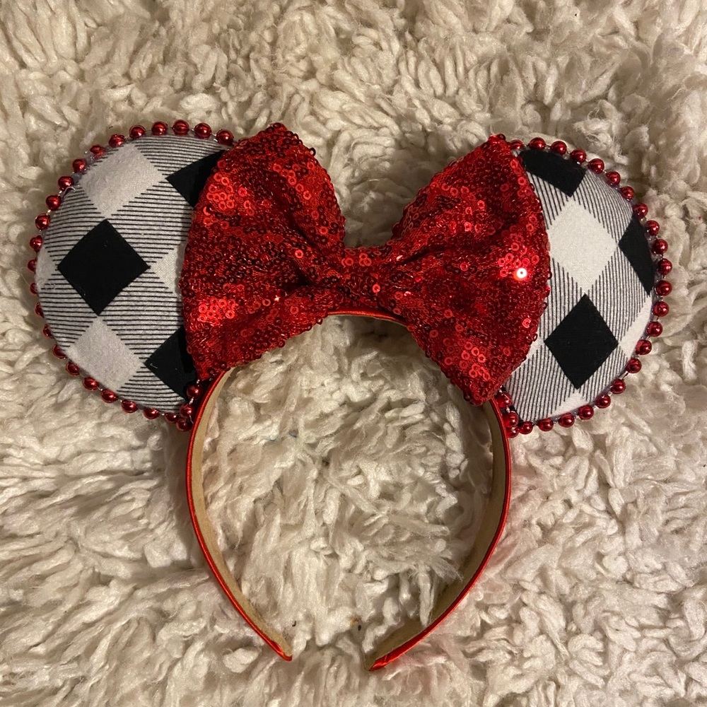 White Buffalo Plaid Minnie Ears
